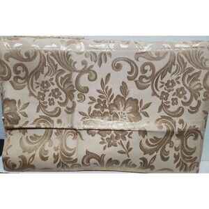 Fabric Tablecloth,60"x84"Rectangle, GOLD DAMASK FLOWERS ON BEIGE,CHARLOTTE,AL